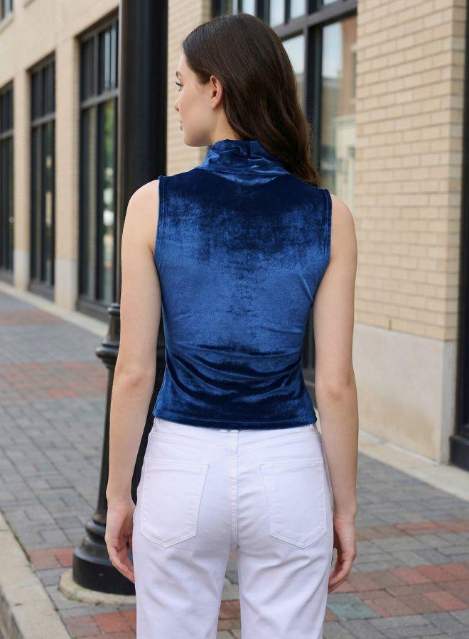 Freehand Women Fitted Solid V-Neck Sleeveless Ruched Top - Image 3